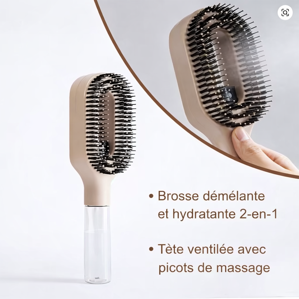 HydraBrush – Brosse Démêlante Hydratante 2-en-1 avec Vaporisateur