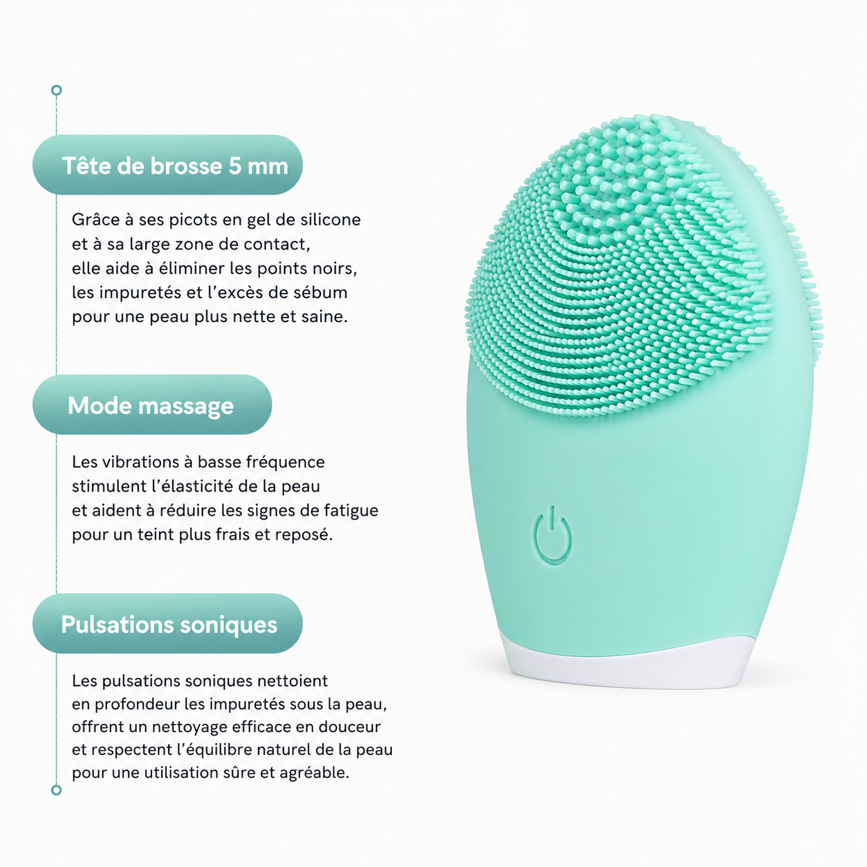 Lorniva PureGlow™ — Brosse nettoyante visage en silicone sonique